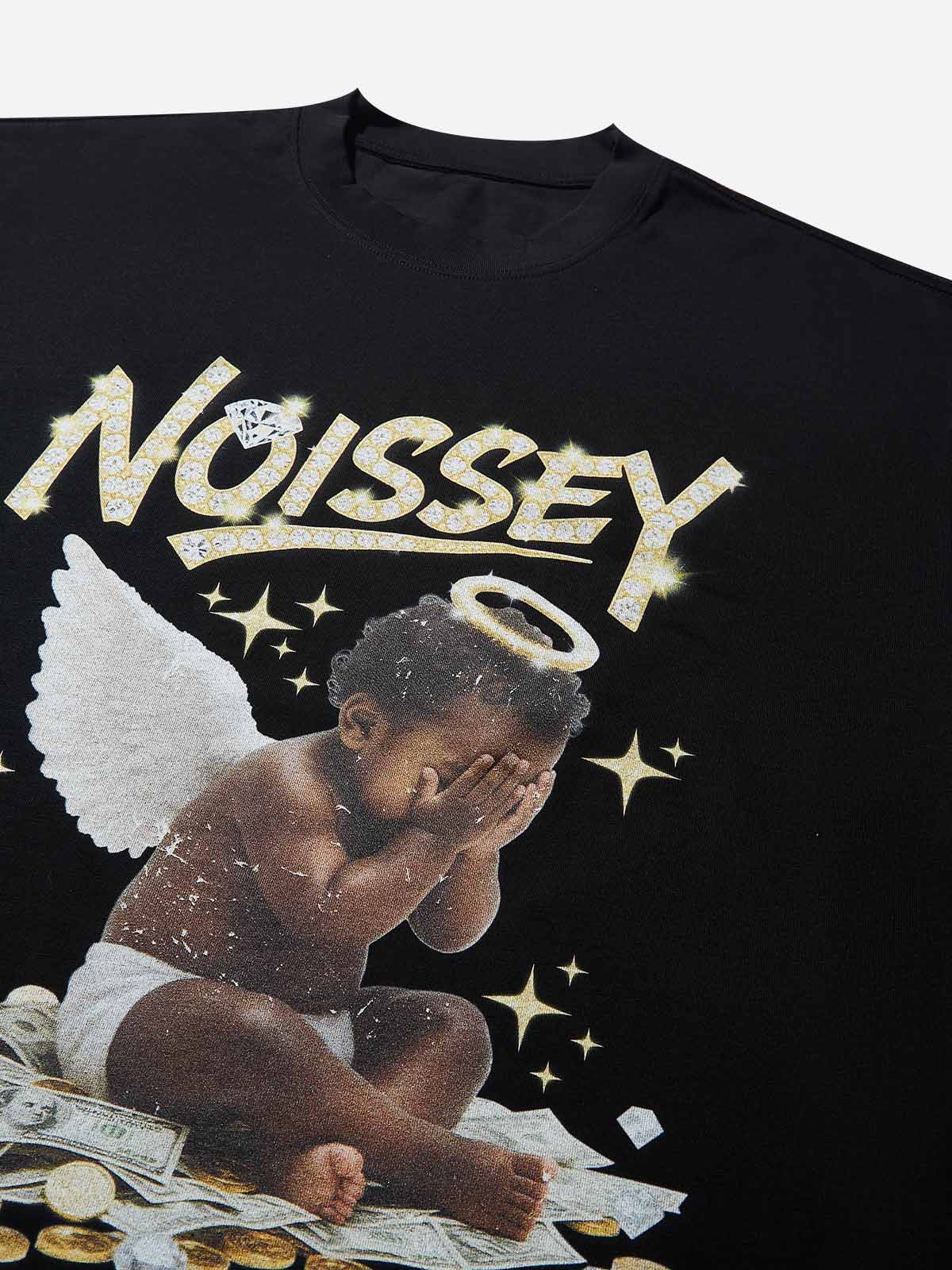 Crying Money Angel Print Boxy Oversized T-shirt