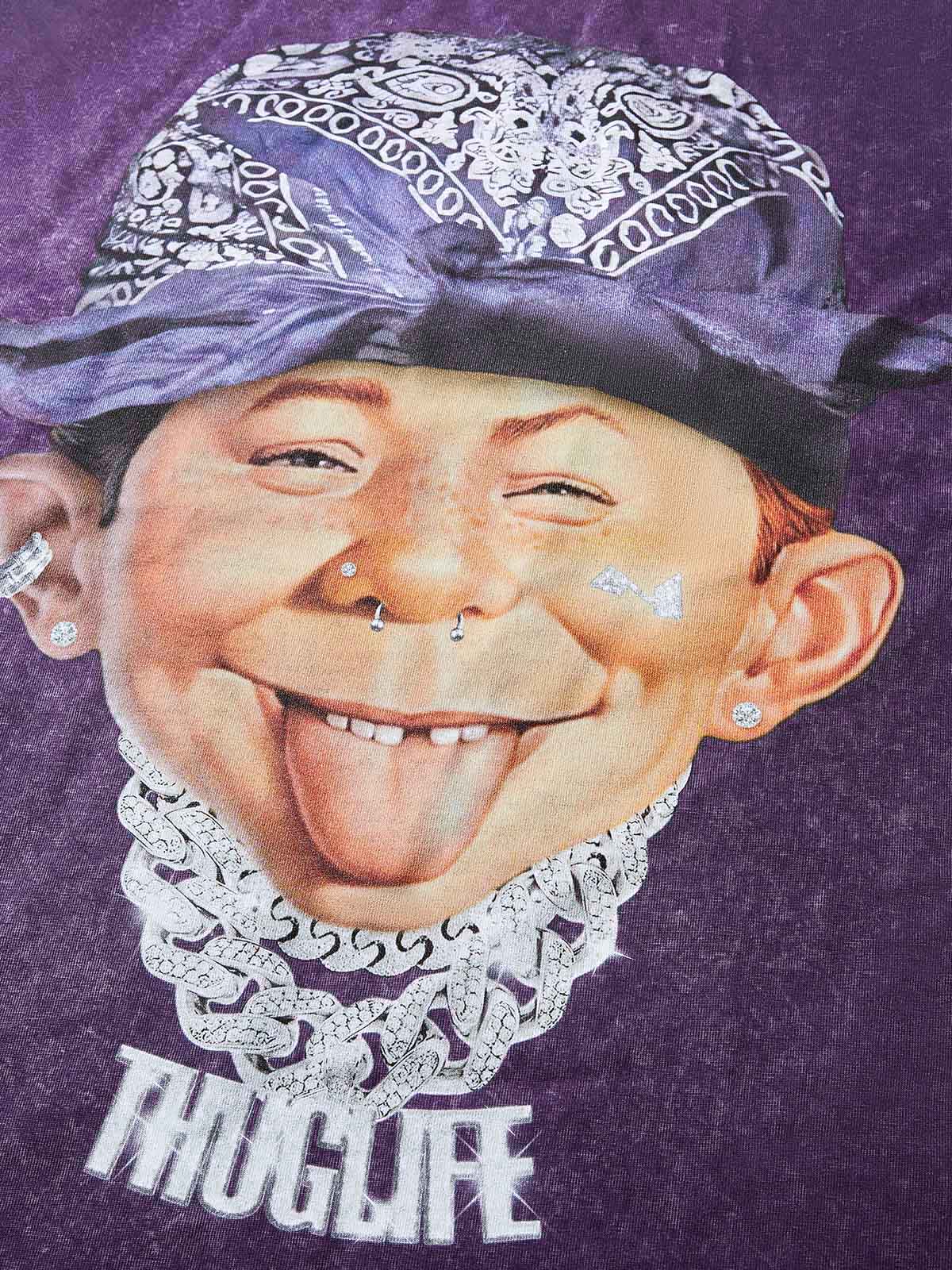 Bad Boy  with Purple Paisley Headscarf Washed Print T-shirt