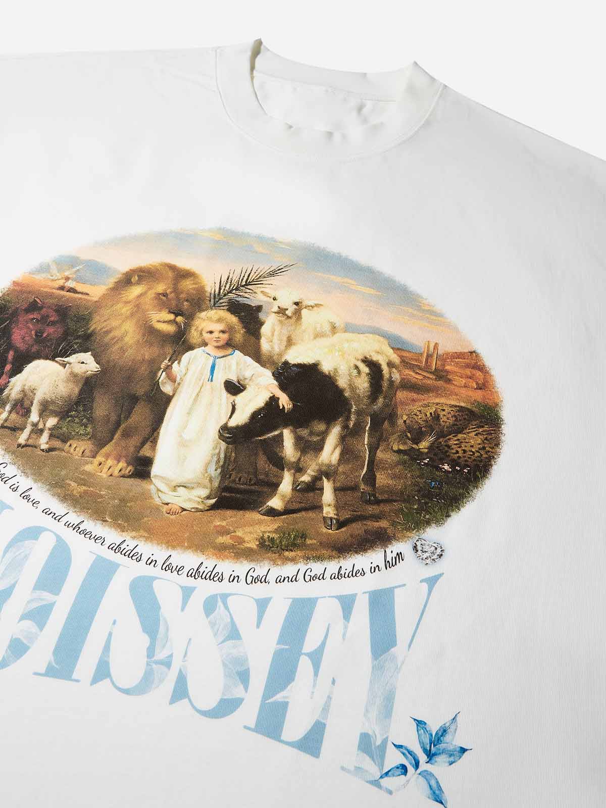 Boxy Oversized T-shirt with Being Surrounded by Love Printed
