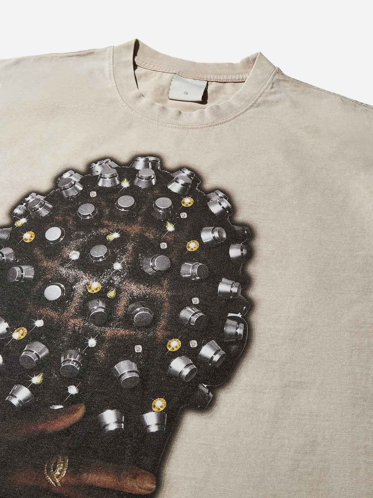 Rivet Braided Hair Art Print Washed T-shirt