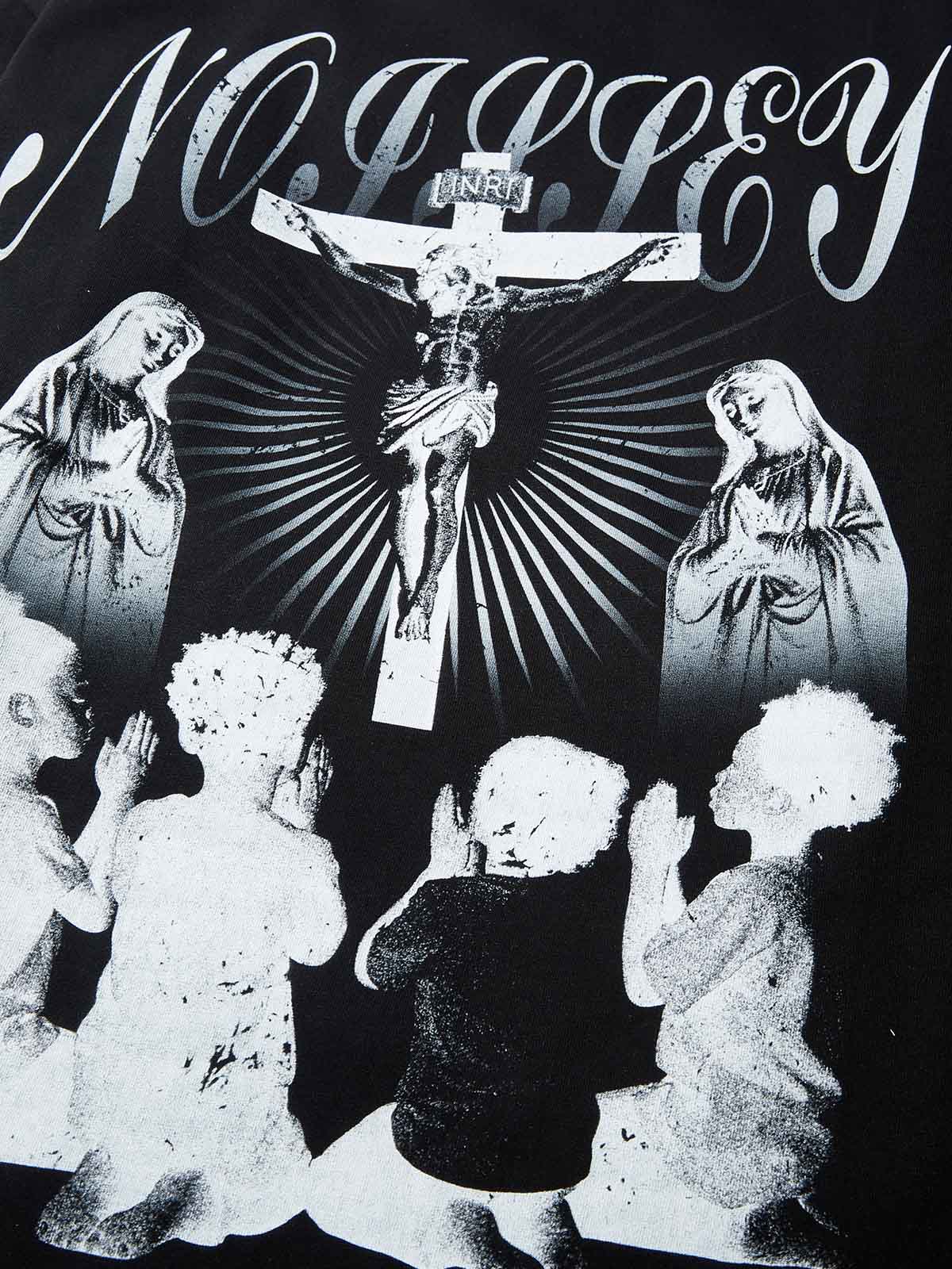 Praying Child Black Diamond Print Two-Piece Long-Sleeve T-Shirt