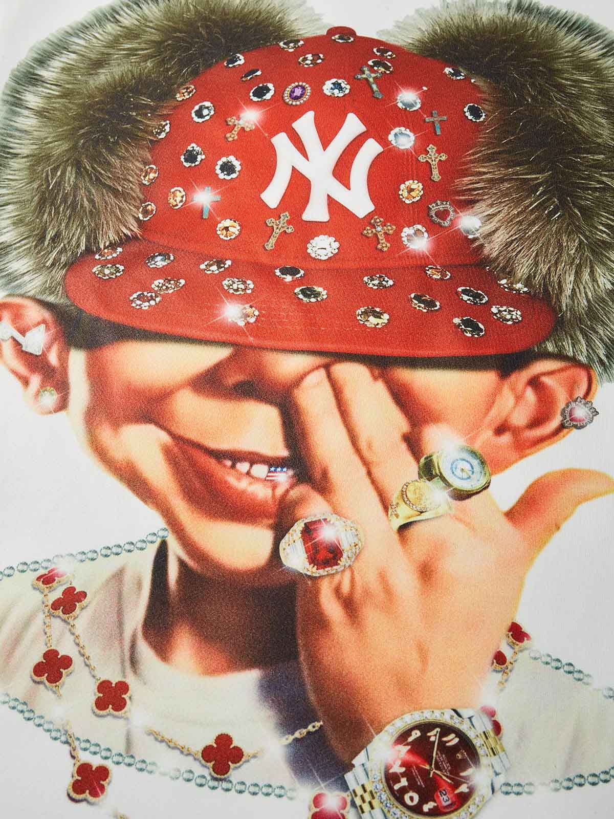 "Bad Boy" & Red Diamond Beanie Print Air-Cotton Long-Sleeve