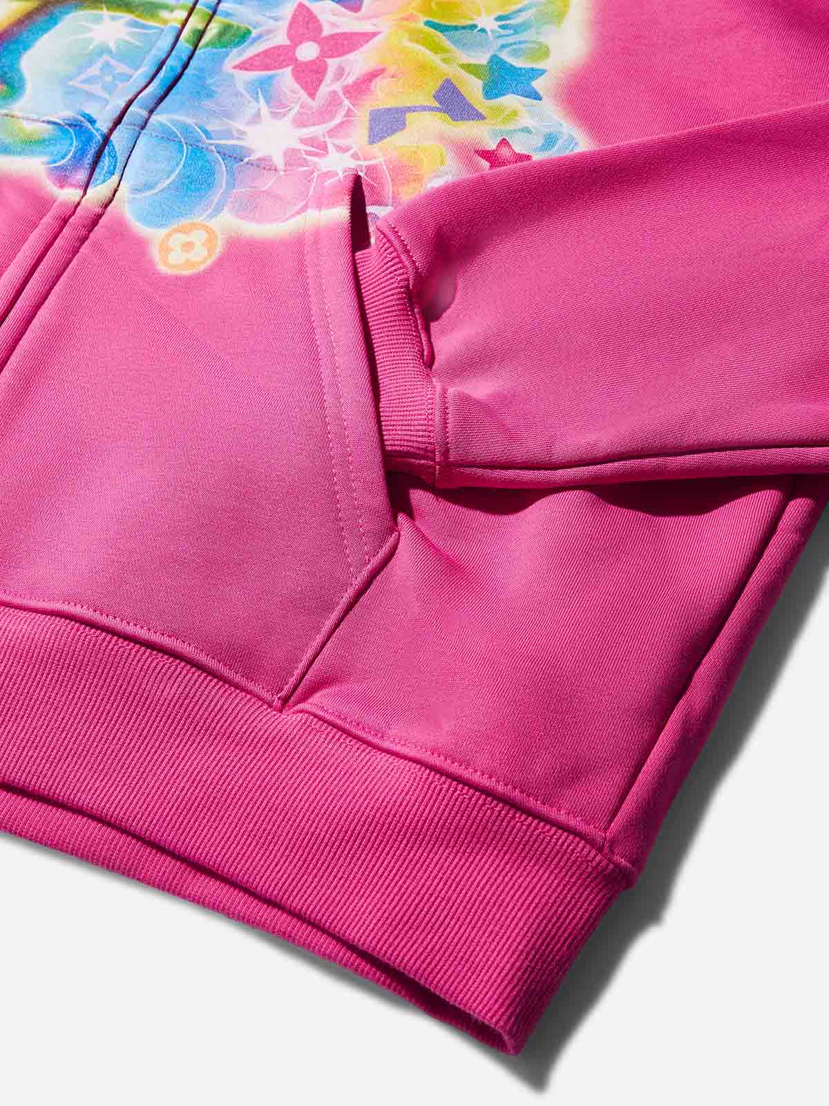 Running Rainbow-Colored Alien Pink Print Hoodie