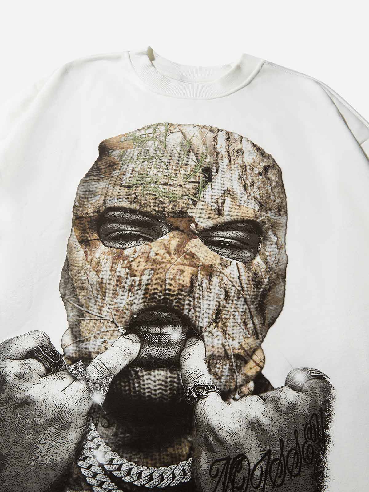 Real Tree Balaclava Print Tree-Pattern Fake Two-Piece Long Sleeve