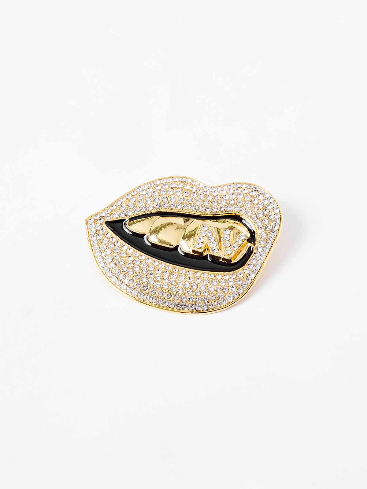 Lip with Diamond-Encrusted Brooch Metal Badge Pin