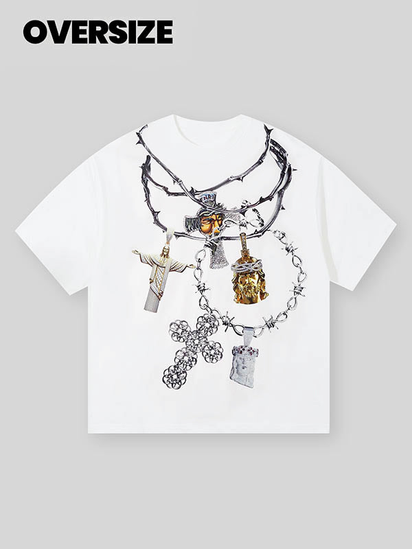 T-shirt imprimé collier croix Jésus BOUNCE BACK©