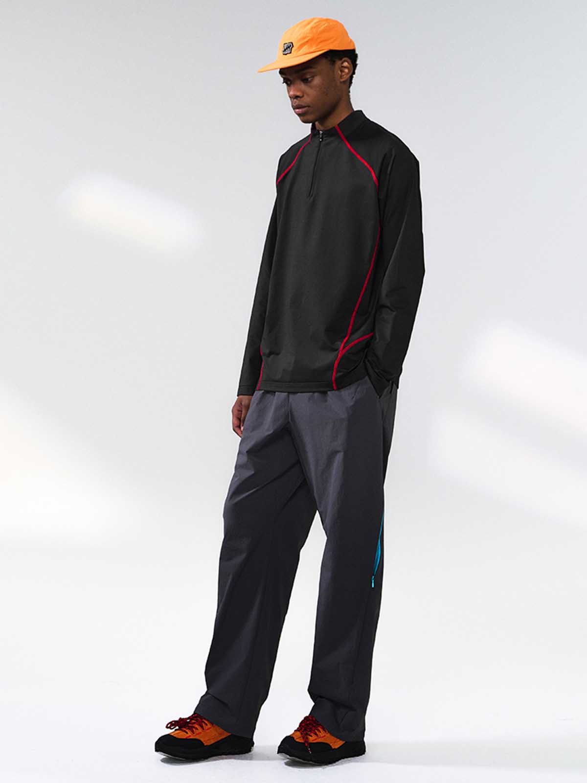 Knit-Imitation Outdoor Windproof High-Collar Half-Zip Long Sleeve