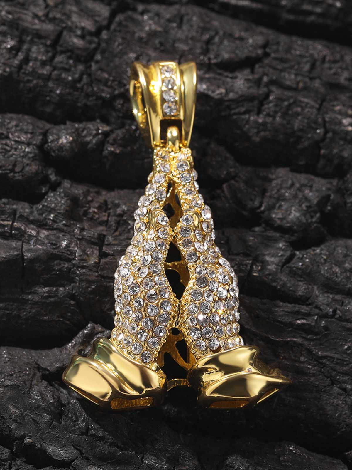 Hands Praying Full Diamond Necklace