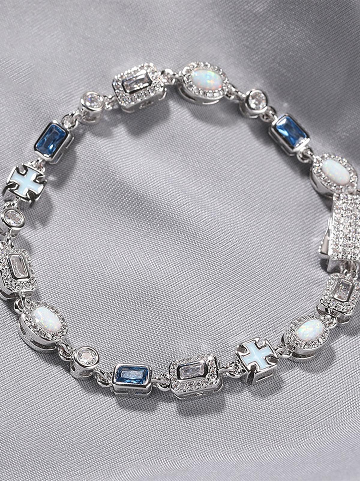 Blue-Toned Colored Gemstone Simple and Fresh Versatile Bracelet