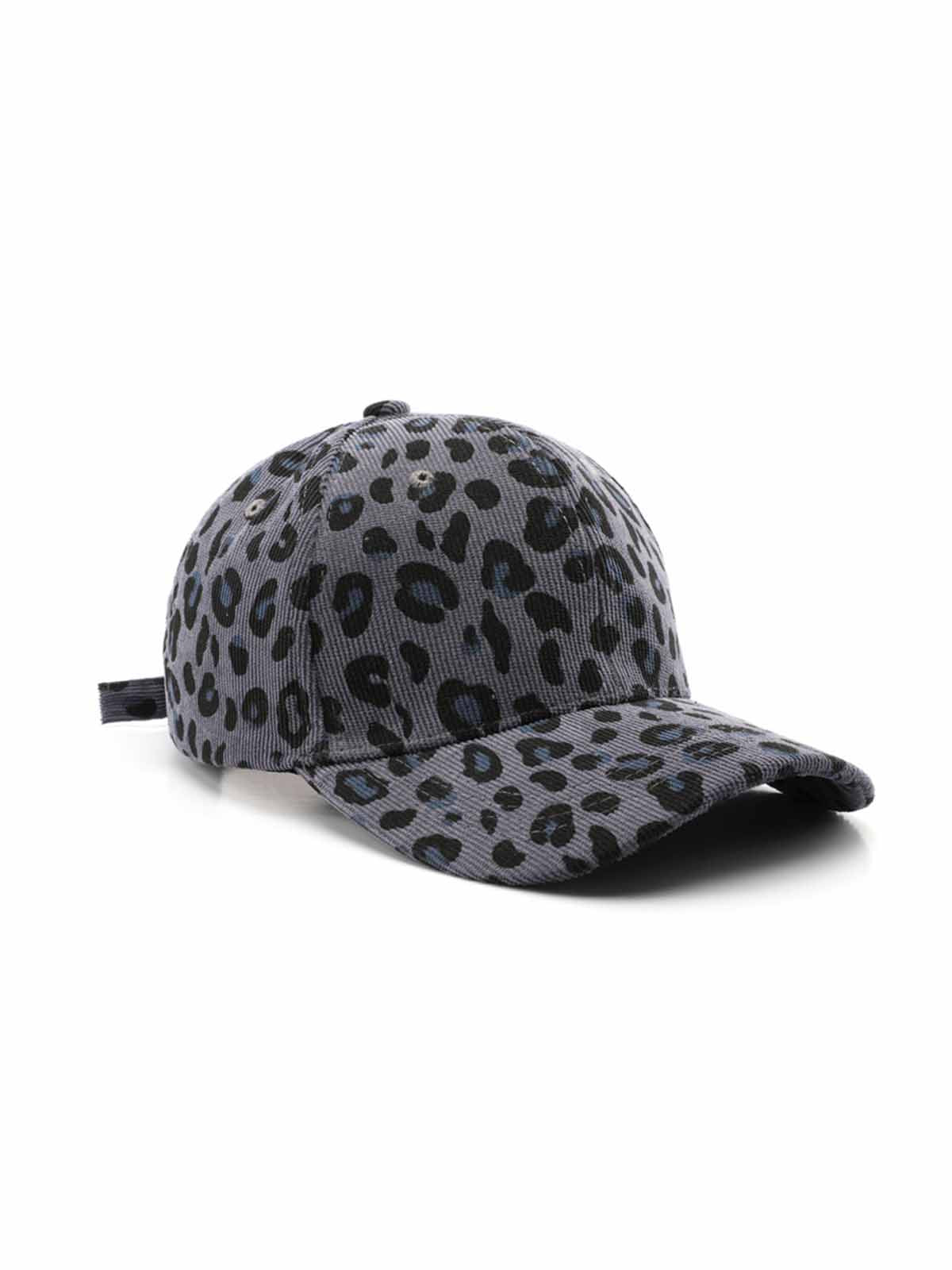 Corduroy Leopard Baseball Cap for Outdoor Warmth