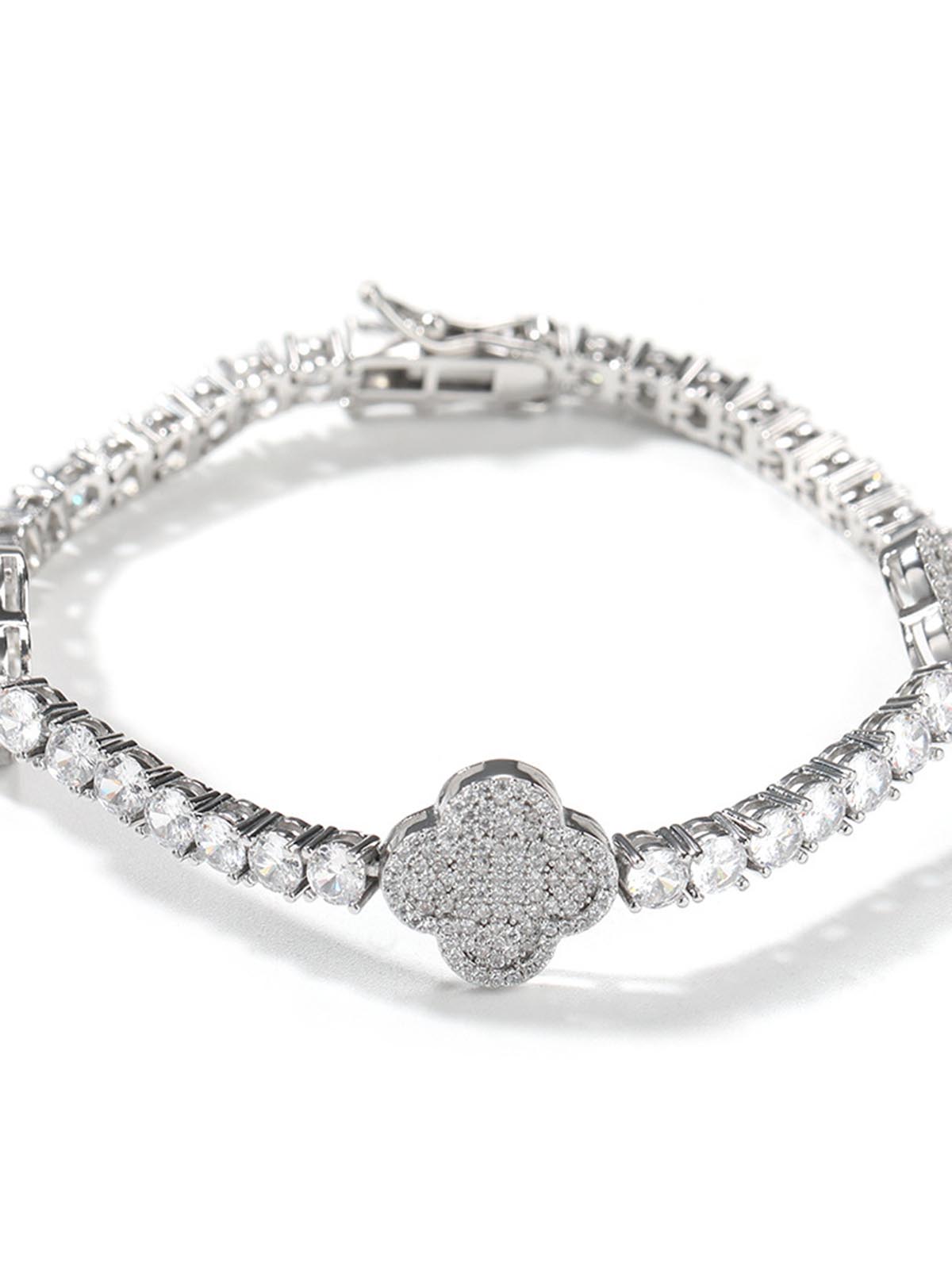 Four-Leaf Clover Hybrid Zircon Necklace & Bracelet
