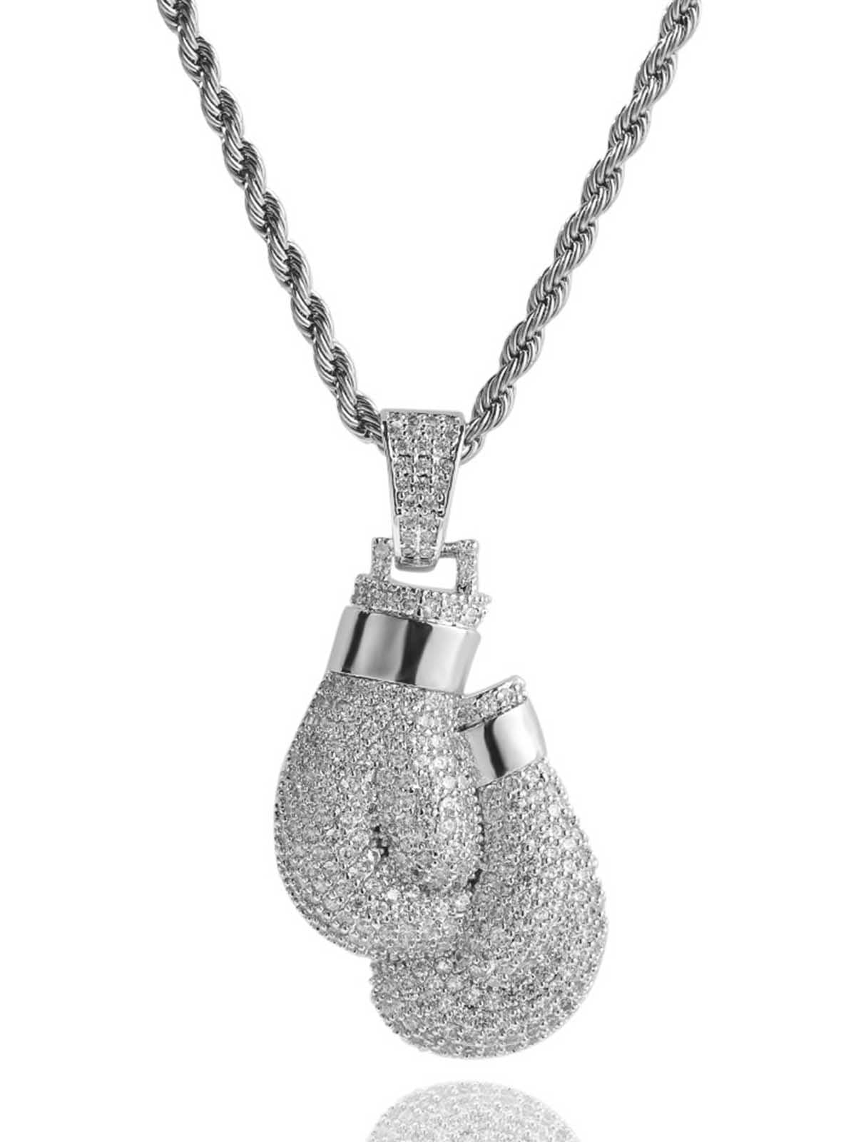 Boxing gloves pendant copper zircon necklace