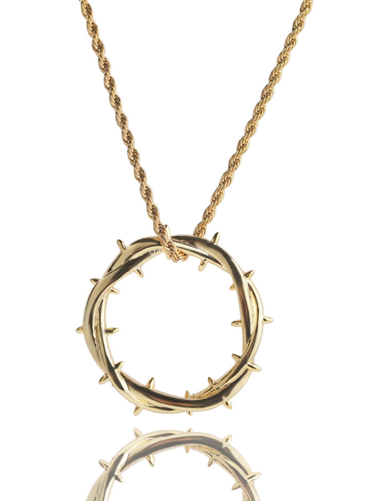 Thorn Crown Pendant Zircon Necklace with Copper Inlay