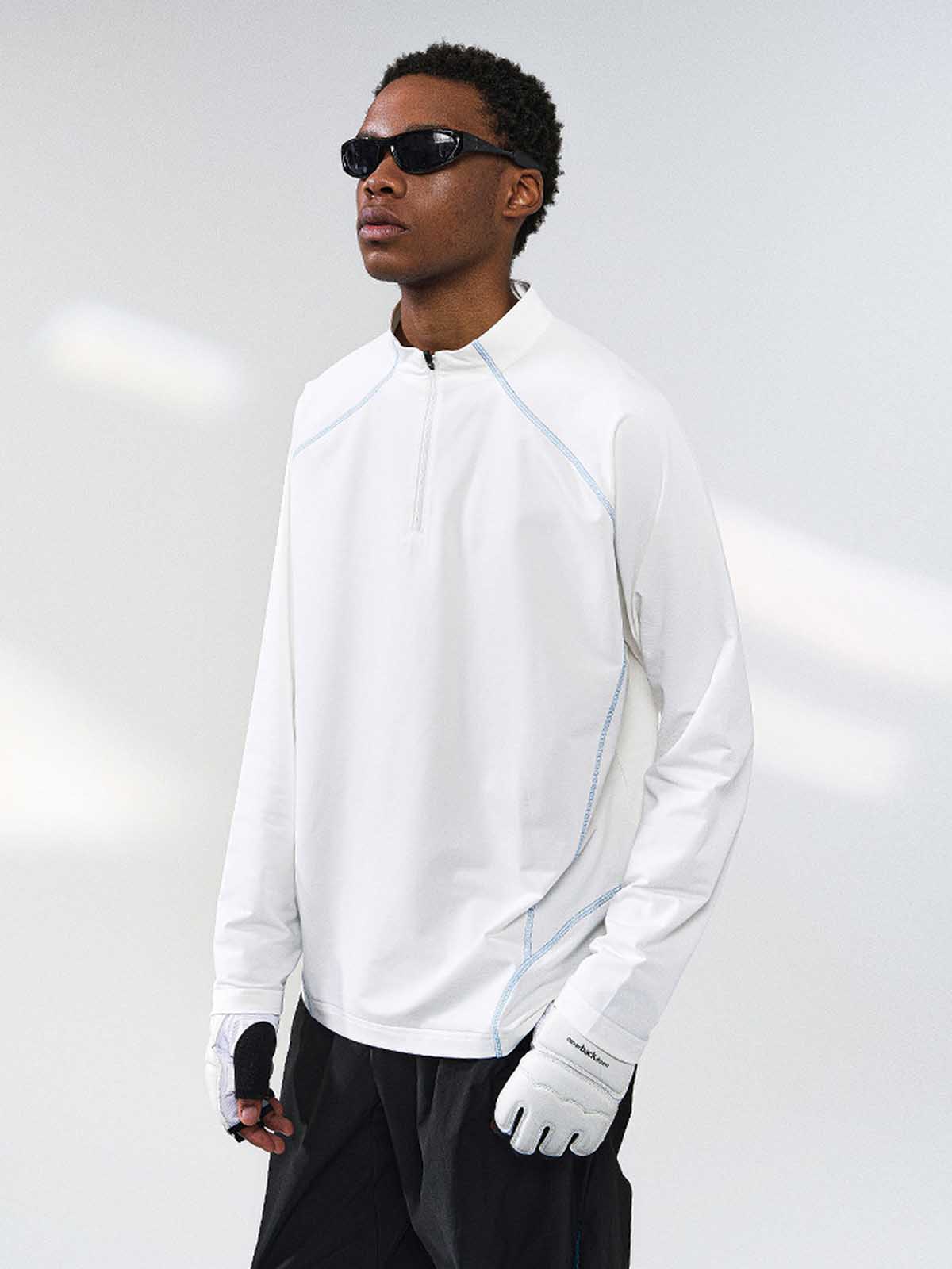 Knit-Imitation Outdoor Windproof High-Collar Half-Zip Long Sleeve