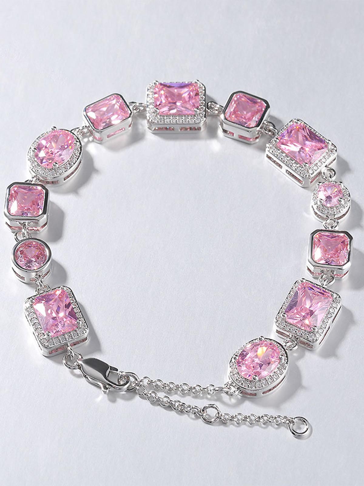 Light - Luxury Geometric Pink Gemstone Simple and Sweet Bracelet