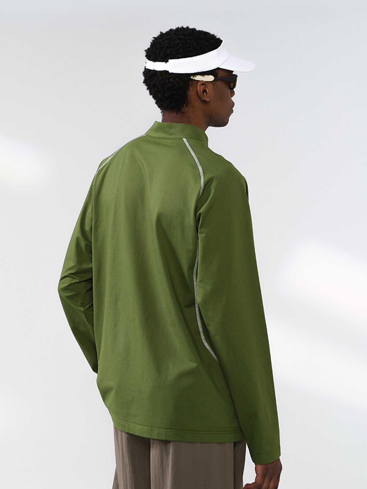 Knit-Imitation Outdoor Windproof High-Collar Half-Zip Long Sleeve