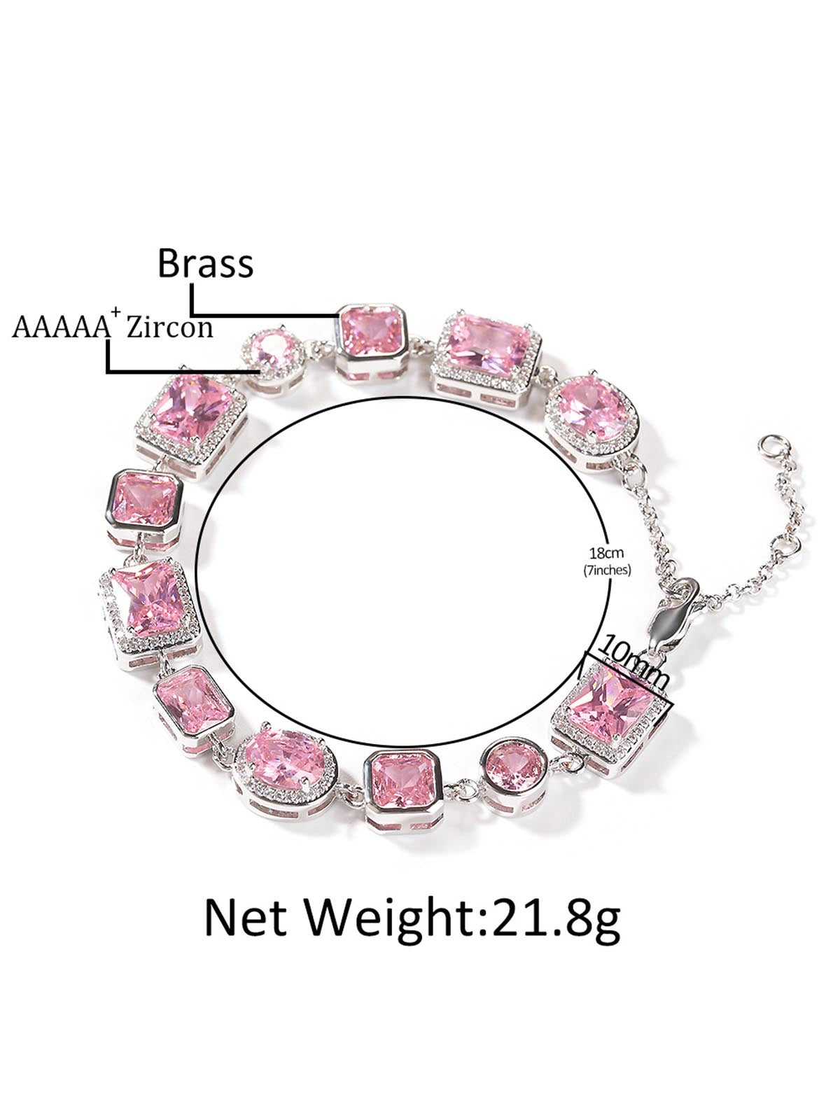 Light - Luxury Geometric Pink Gemstone Simple and Sweet Bracelet