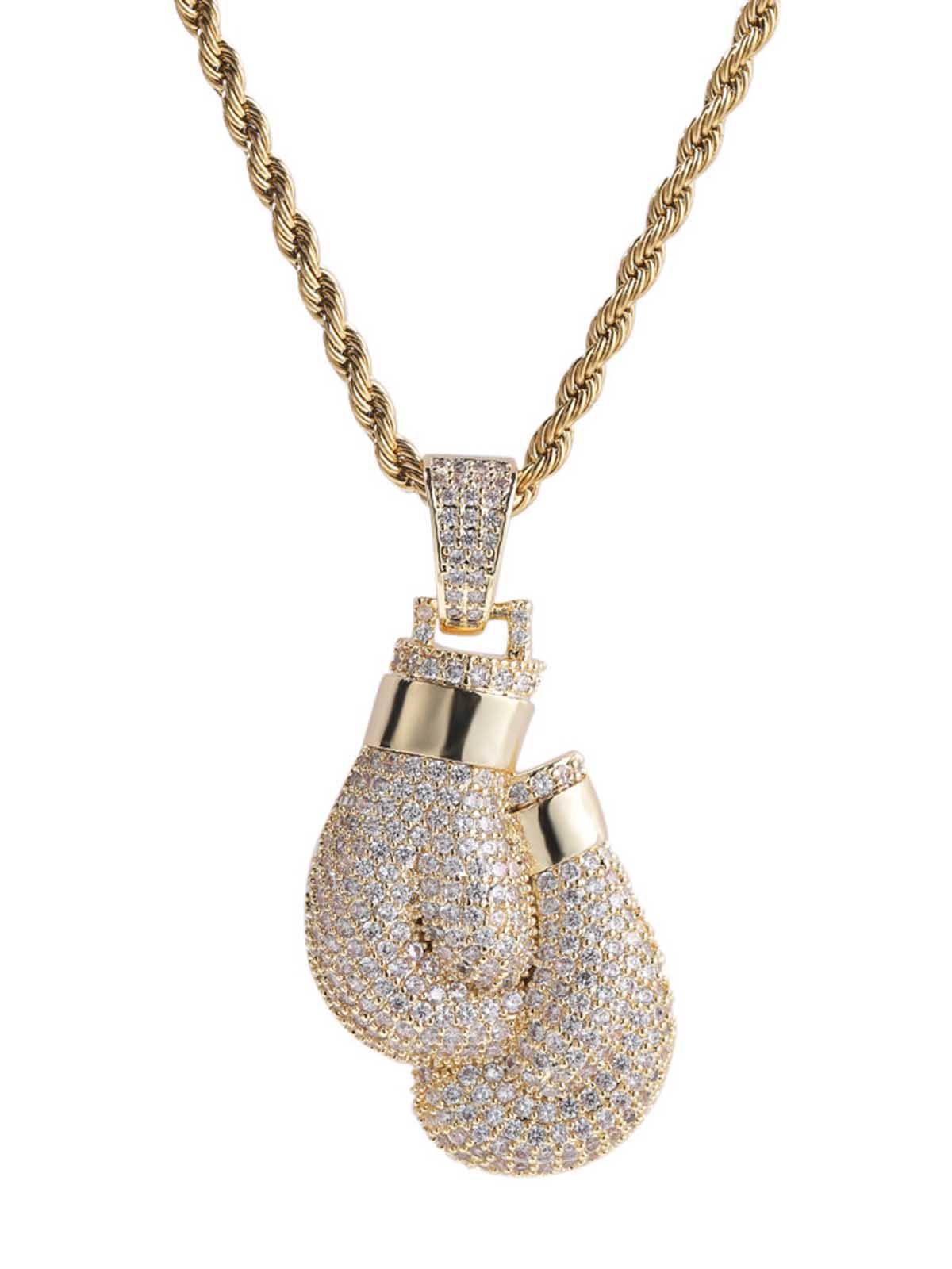 Boxing gloves pendant copper zircon necklace