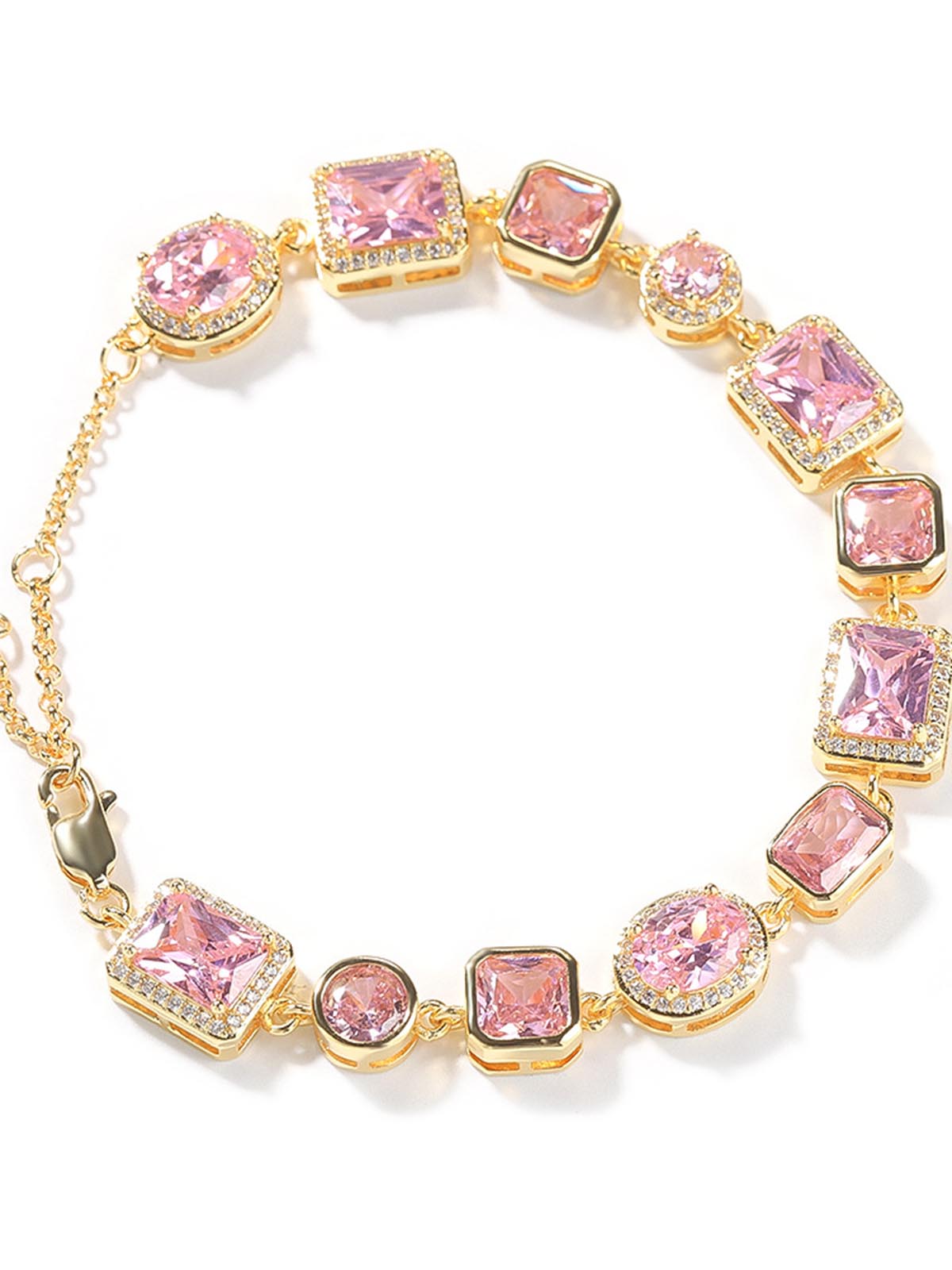 Light - Luxury Geometric Pink Gemstone Simple and Sweet Bracelet