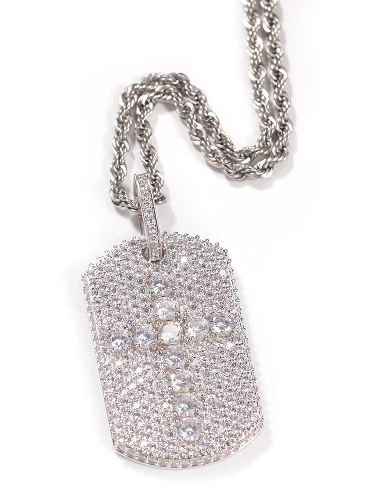 Full-Diamond Crucifix Square Copper Necklace