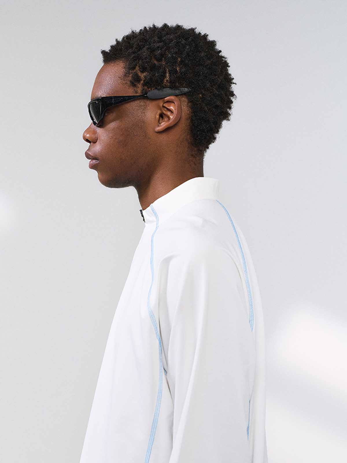 Knit-Imitation Outdoor Windproof High-Collar Half-Zip Long Sleeve