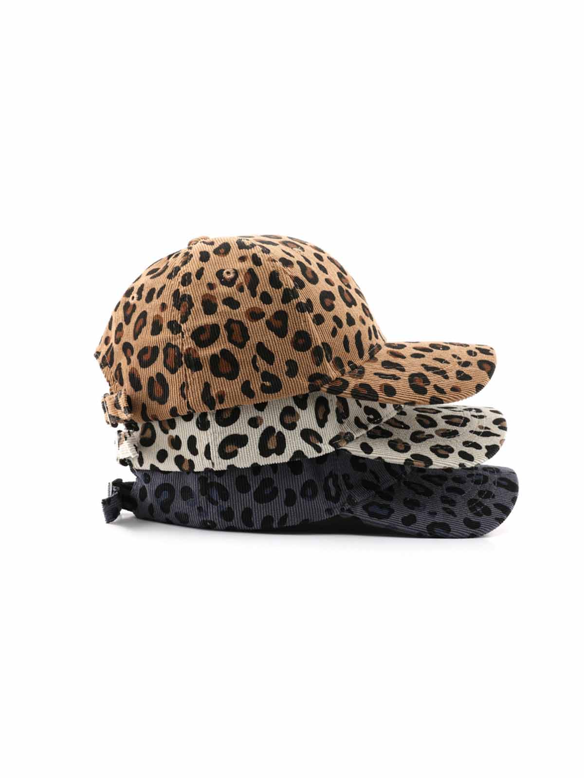 Corduroy Leopard Baseball Cap for Outdoor Warmth