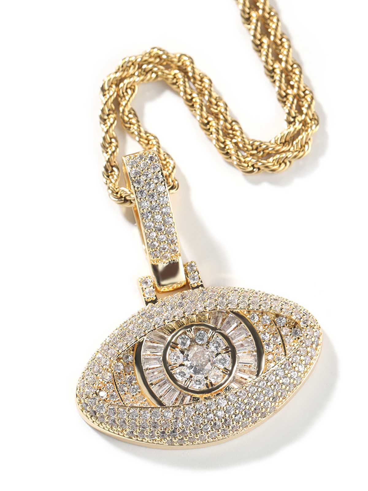 Cool copper set zircon eye pendant necklace