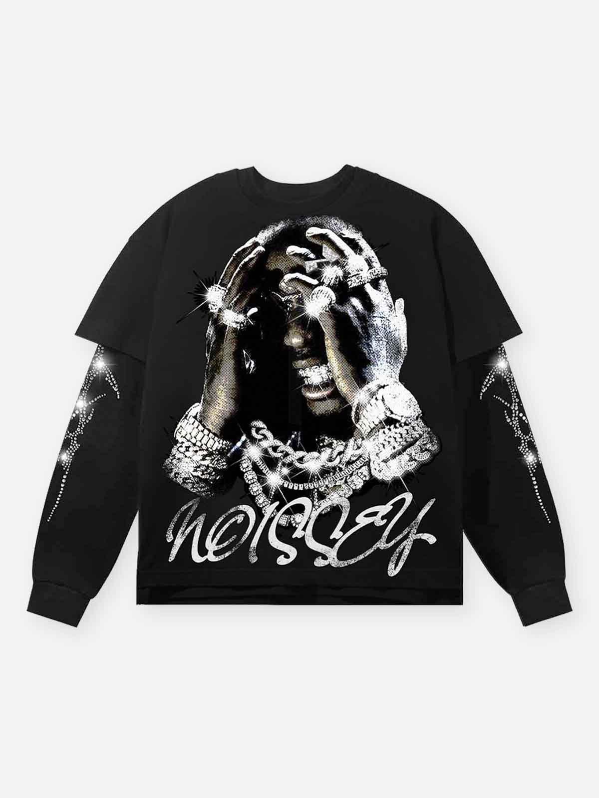 Artists' Sparkling Jewelry Print Long-Sleeve T-Shirt