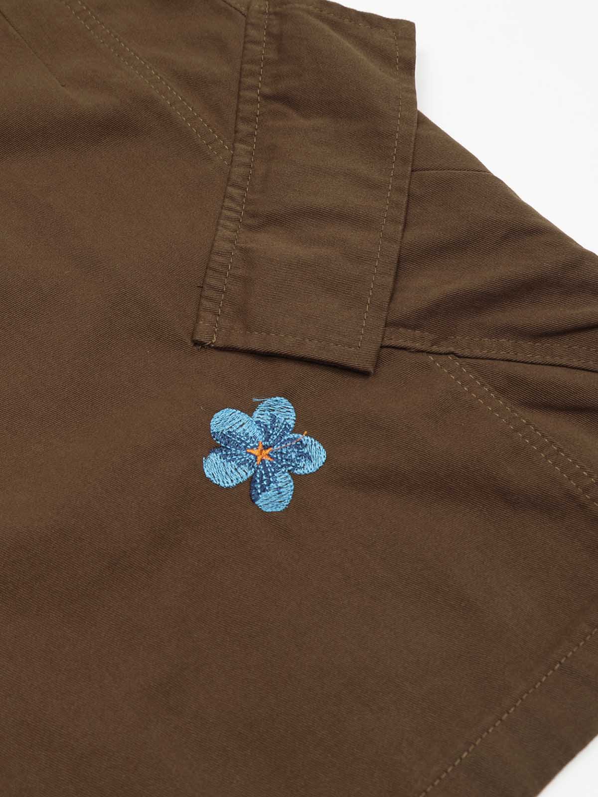 Embroidered Design Straight-Cut Mid-Length Pants