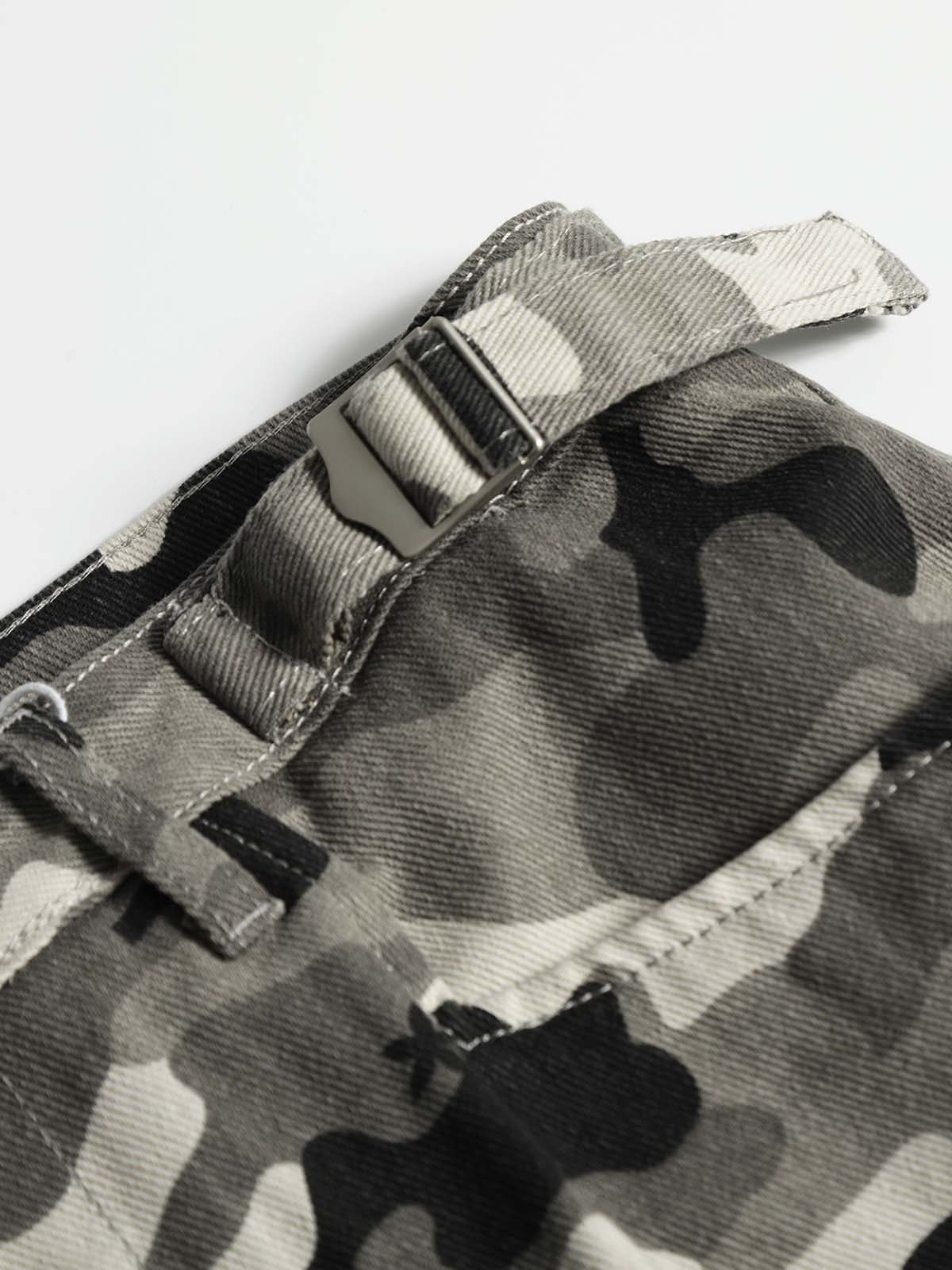 Camouflage straight-leg mid-length jeans size smaller