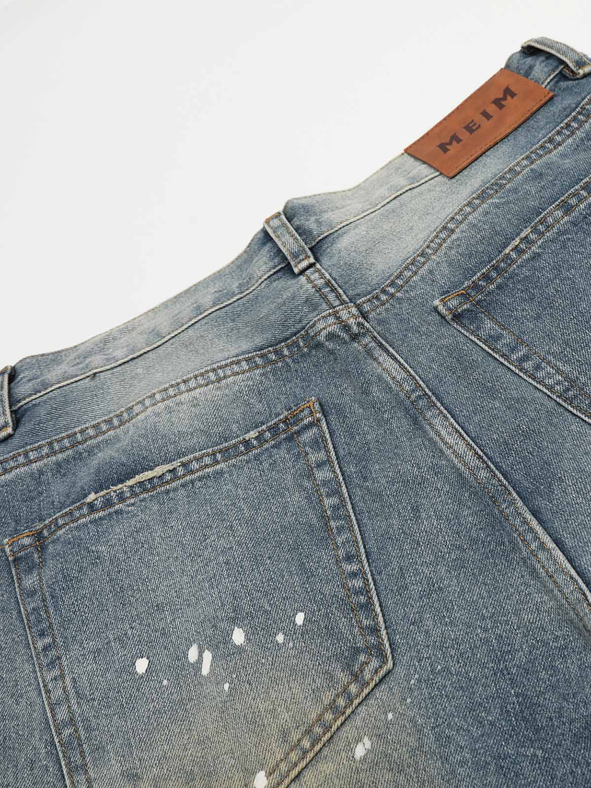 Vintage Distressed Design Straight-Leg Capri Jeans