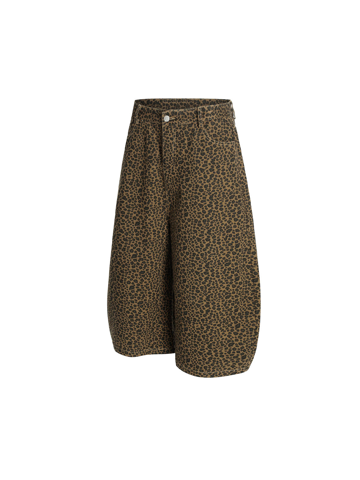 Leopard-Print Machete-Cut Middle split Jeans