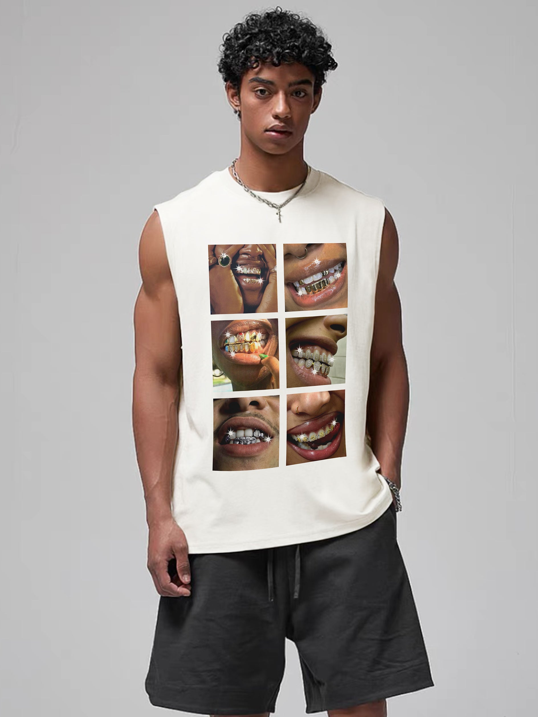 Personalized Sparkle Grills Combination Printed Round Neck Tank Top