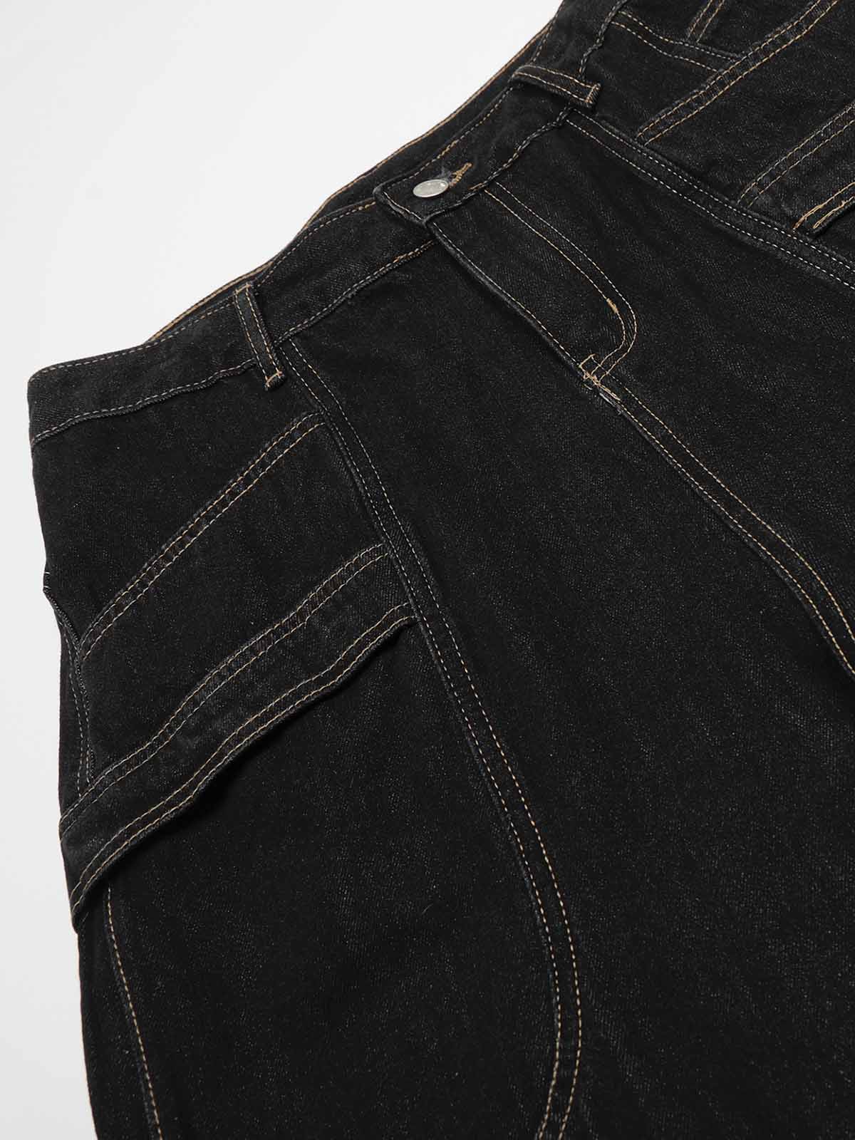 Pocket Straight-leg Mid-rise Jeans