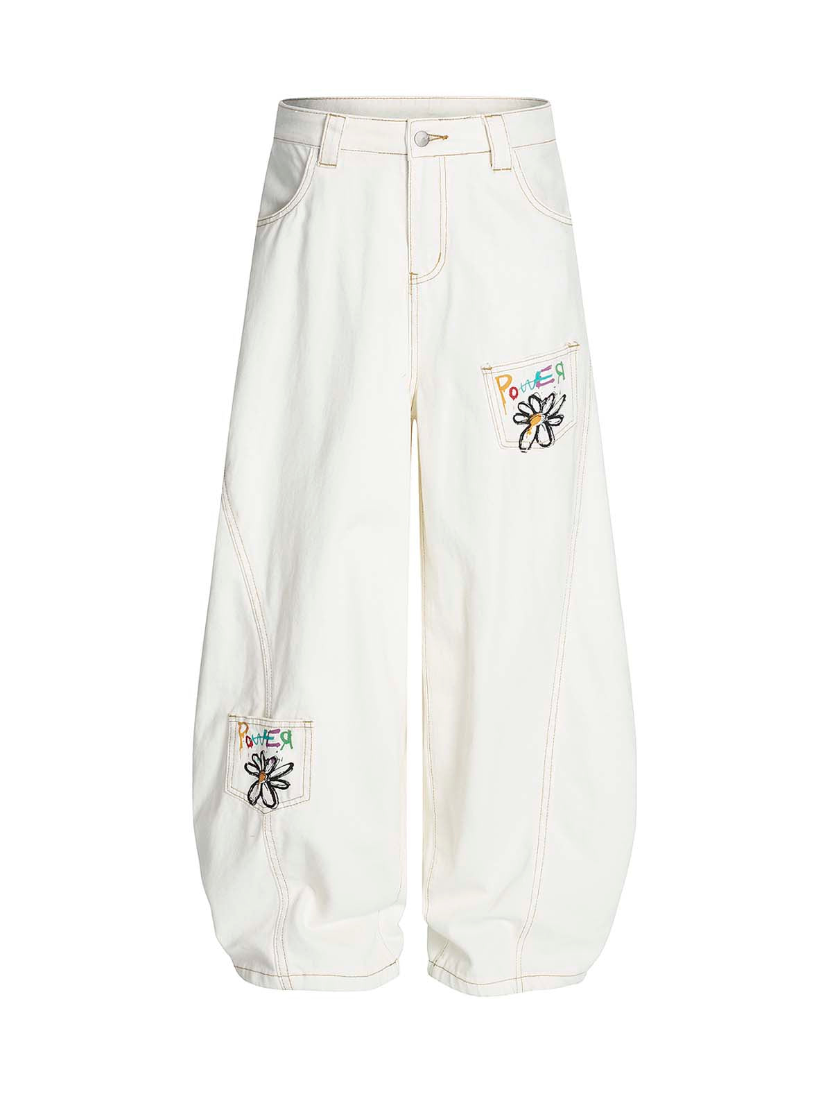 High-Street Design Curved-Leg Pants