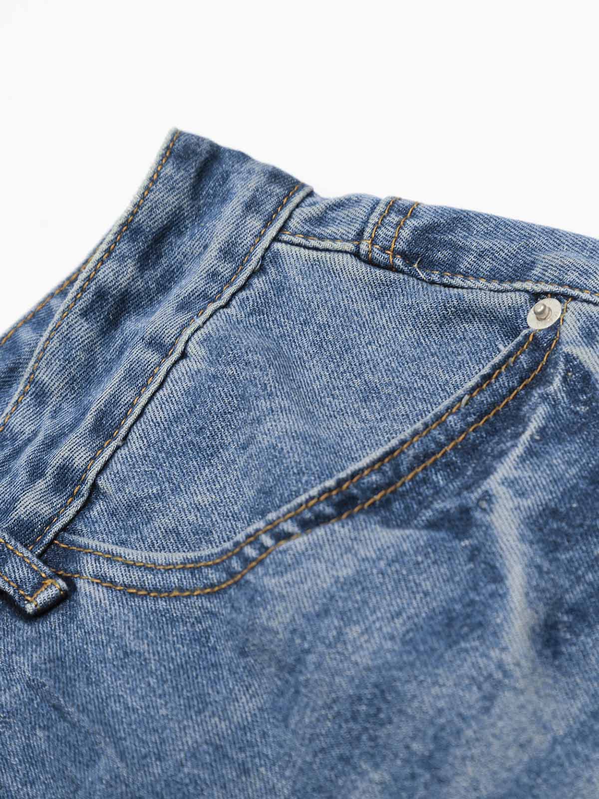 Blue Straight-leg Center-crease Jeans