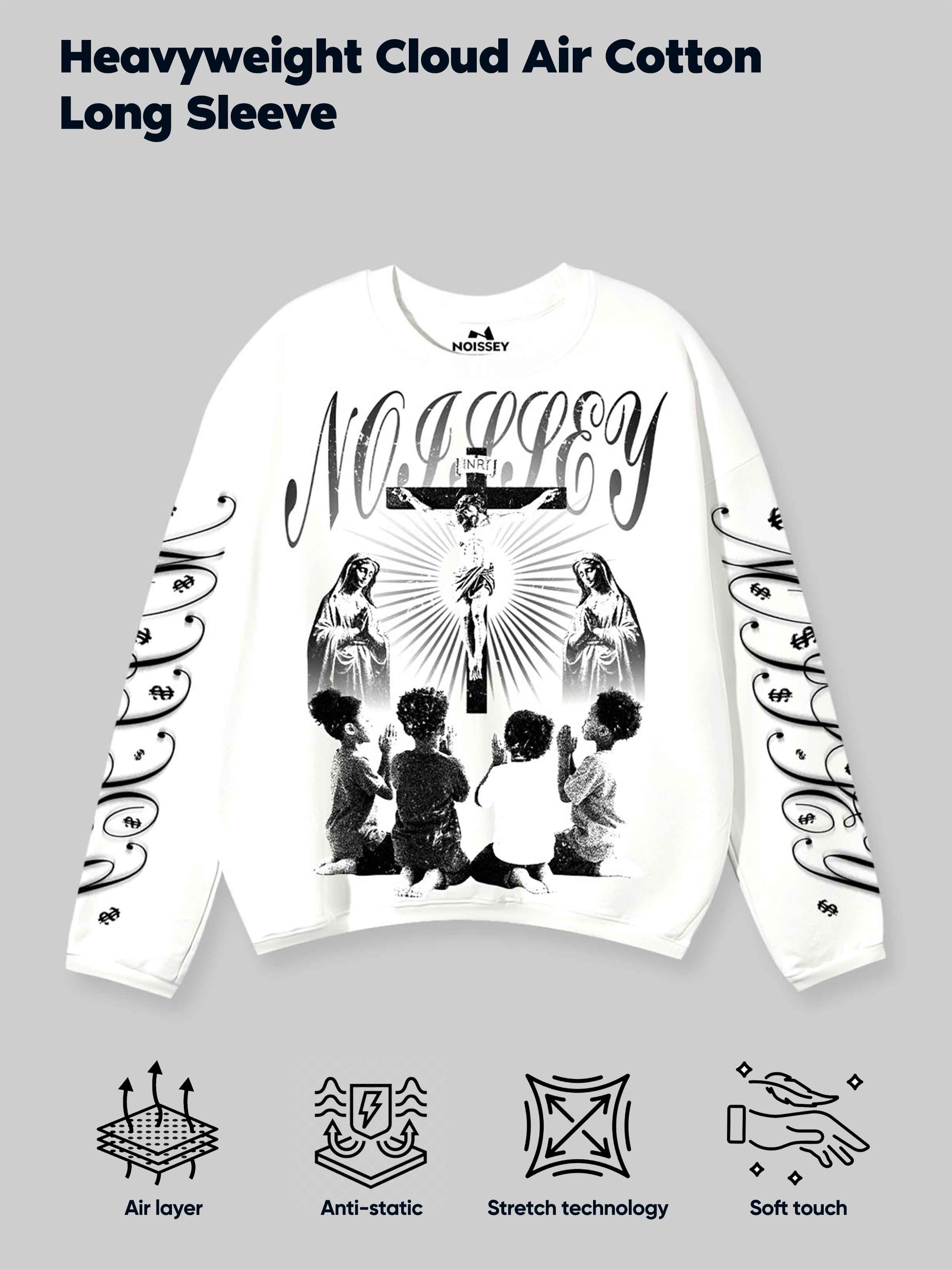 Praying Child White Air Layer Double-Sided Long Sleeves