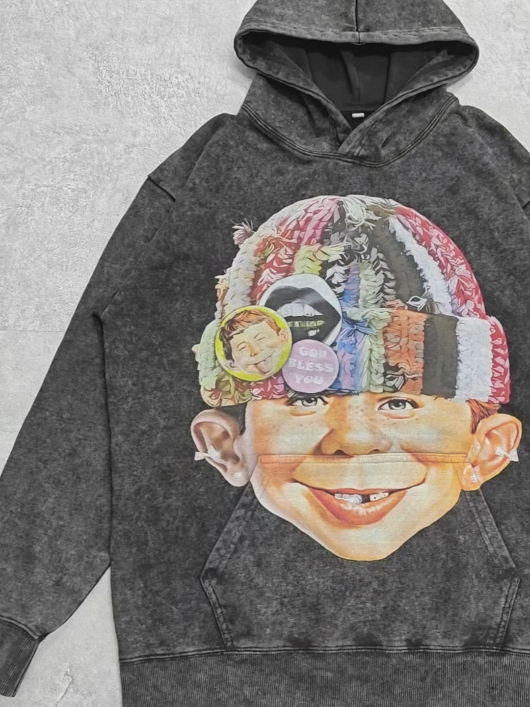 Bad Boy with Knit Cap Print Hoodie