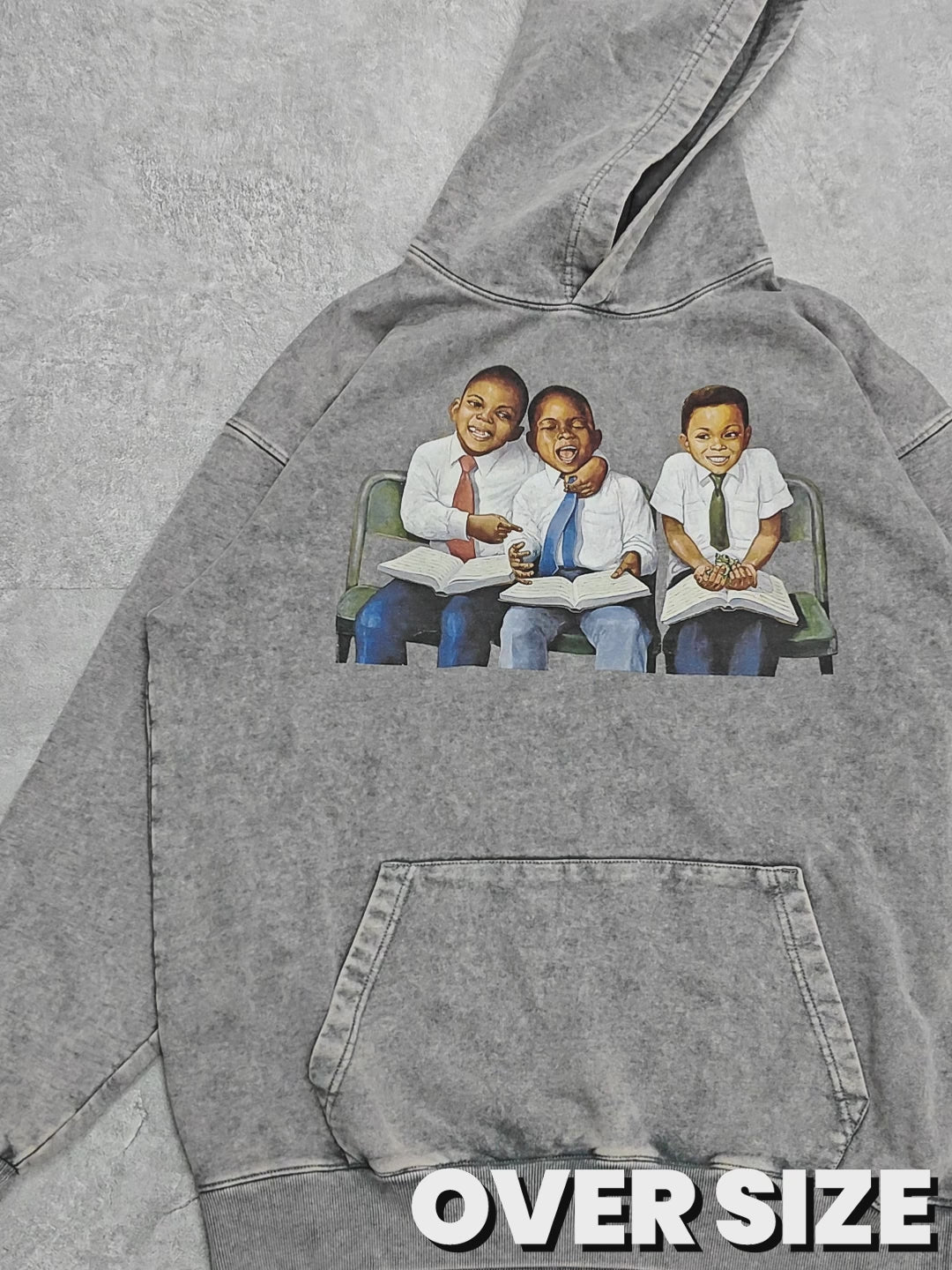 High-Quality Classroom Black Boy Print 425g Hoodie