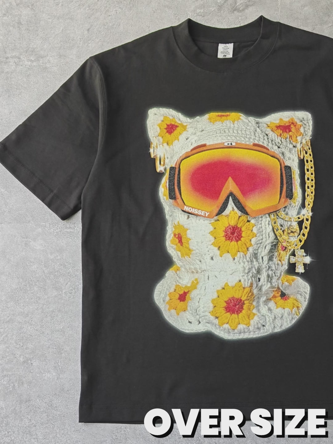High quality "Functional Cat-ear Cap Black Print" 350g T-shirt