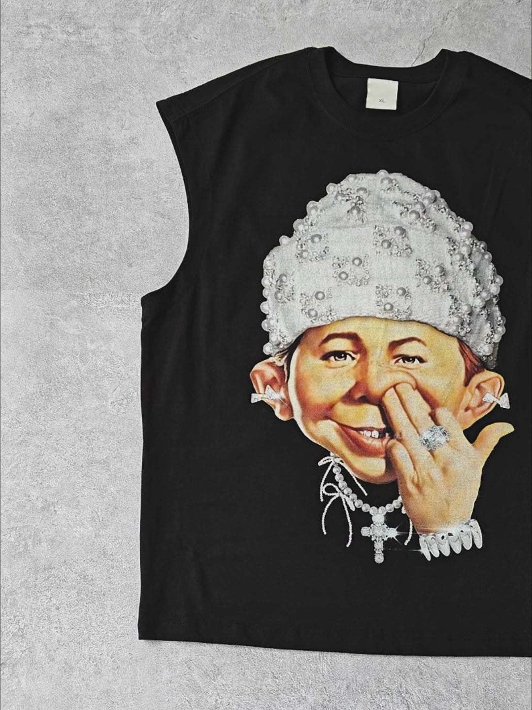 Bad Boy Headband Pearl Hat Printed Tank Top