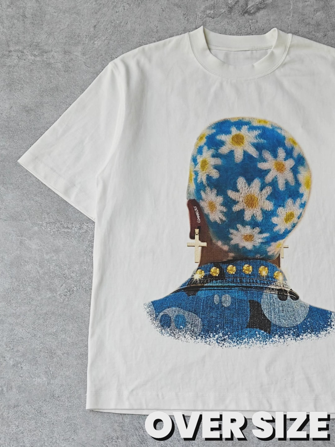 High-Quality Blue Daisy Hairstyle Print heavyweight T-shirt