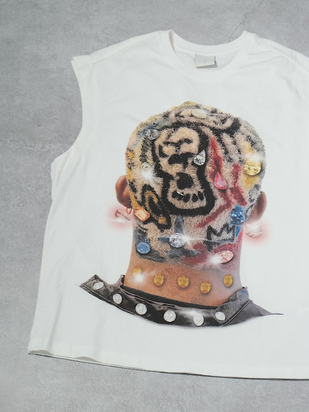 BOUNCE BACK© Colored Hair Diamond Print Print Round Neck Tank Top