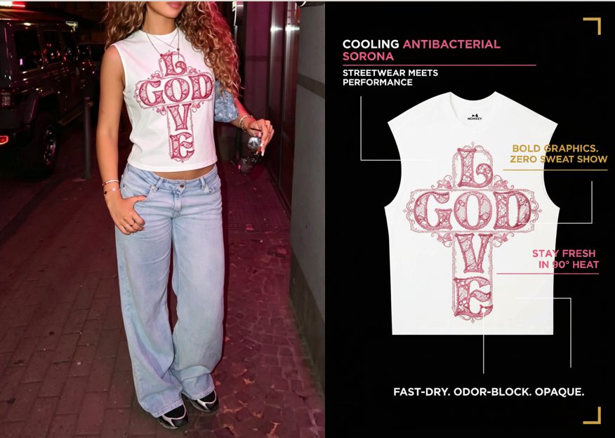 Ruining Your Outdoor Fit Check? Switch to a Cooling Antibacterial Sorona White Oversized Tank Top Streetwear Essential