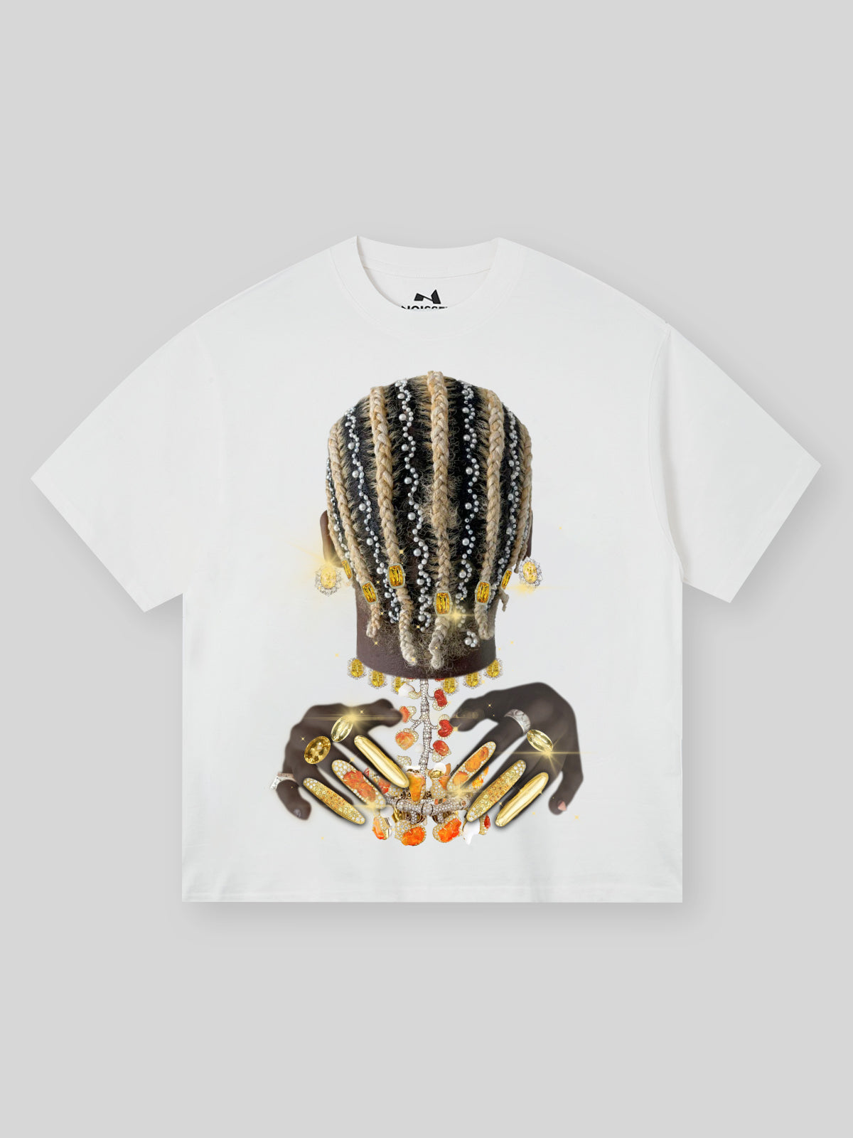 BOUNCE BACK© Gold Diamond Braid and Diamond Print T-shirt