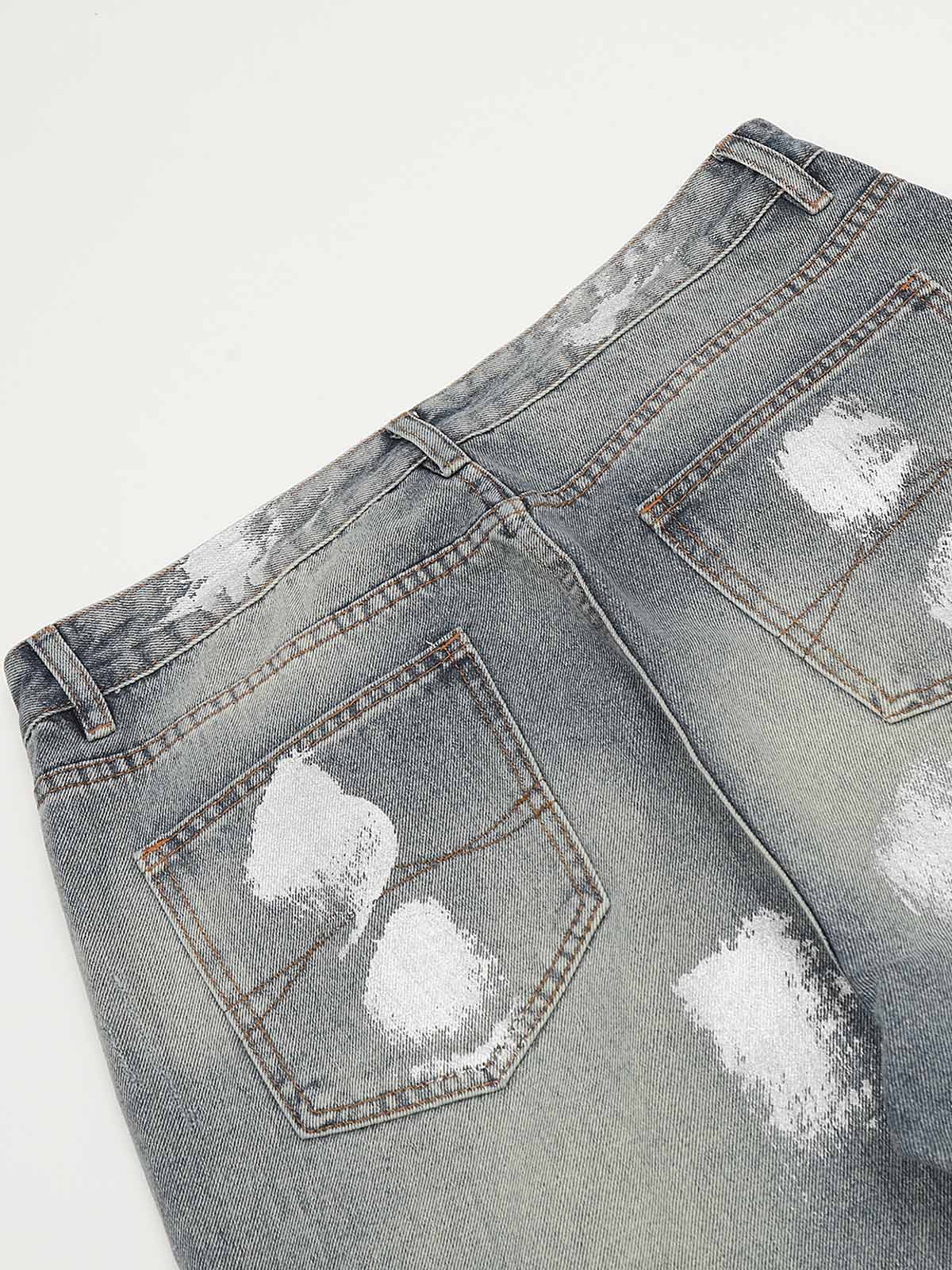 Straight-Leg Splash-Ink High-Street Jeans