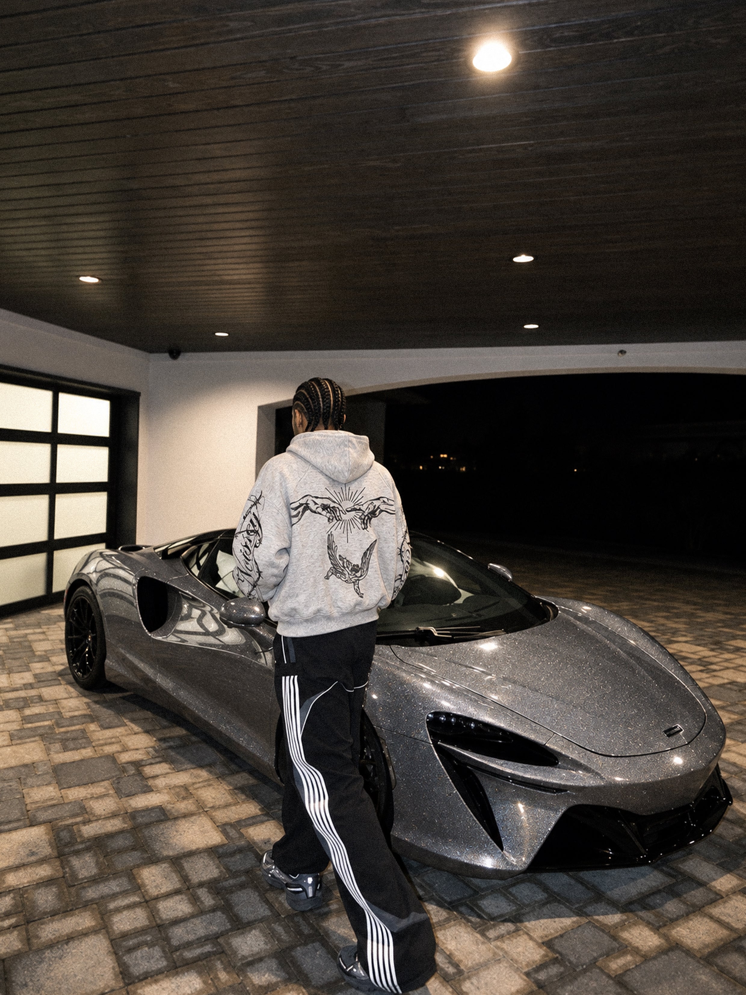 NOISSEY "Angel Religion" Vintage Grey Full-Zip Hoodie