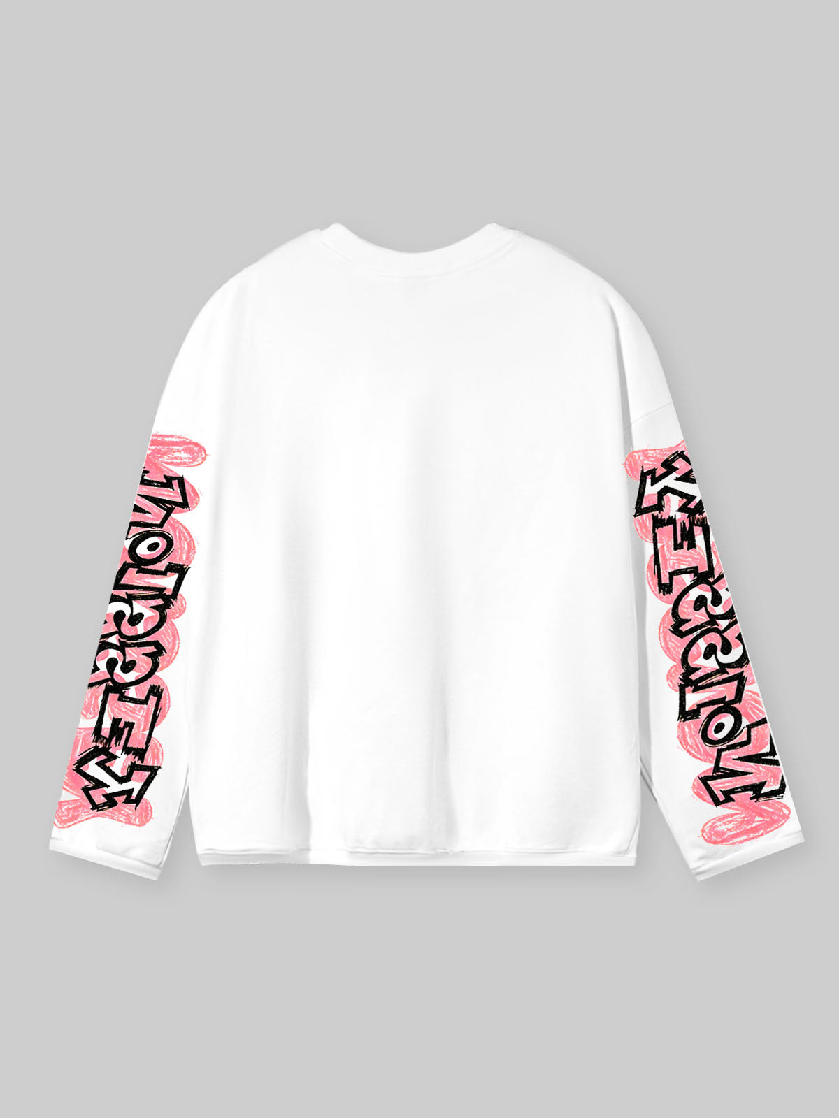 NOISSEY "Pink Hoonigan Graffiti" Coupe Tee - Clean White 250G Heavyweight Boxy Oversized Long Sleeve
