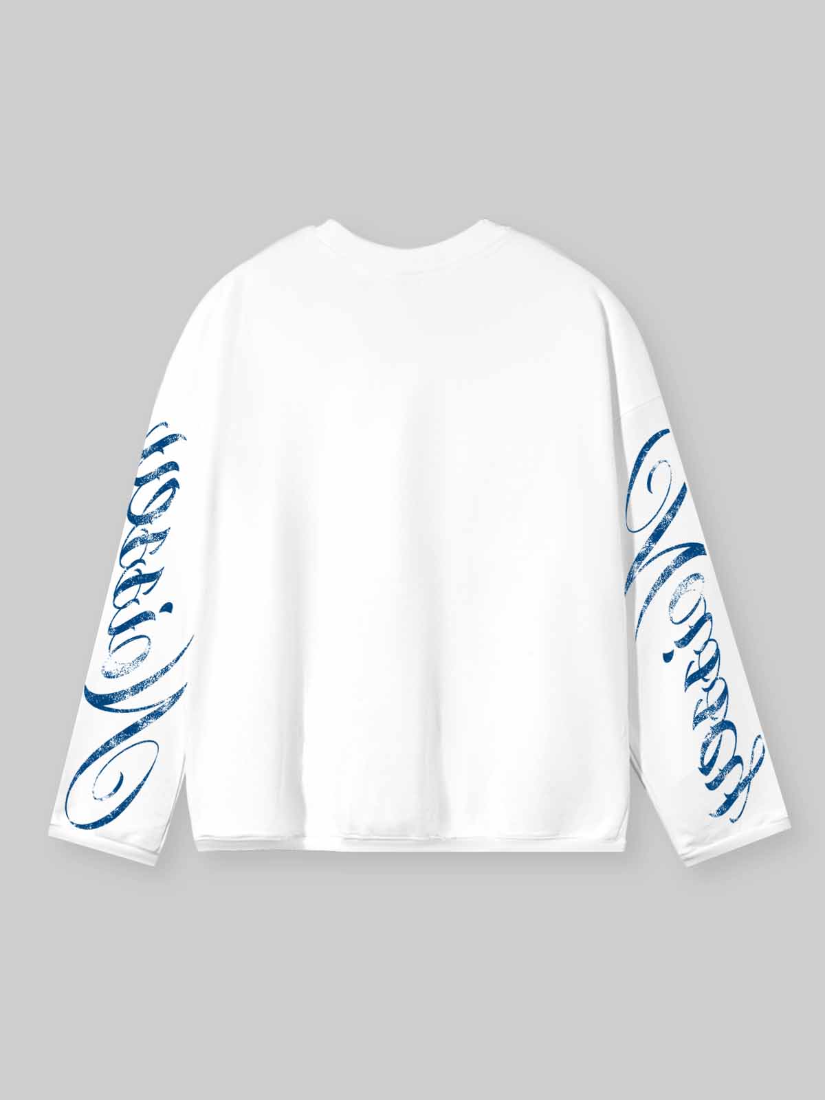 NOISSEY Blue Pieta Religious Woodcut Print Long Sleeve T-Shirt - White