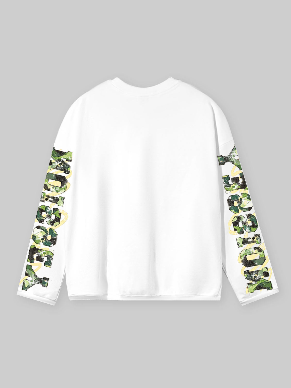 NOISSEY "Camo Supercar & Cash" Track Tee - Clean White 250G Heavyweight Boxy Oversized Long Sleeve